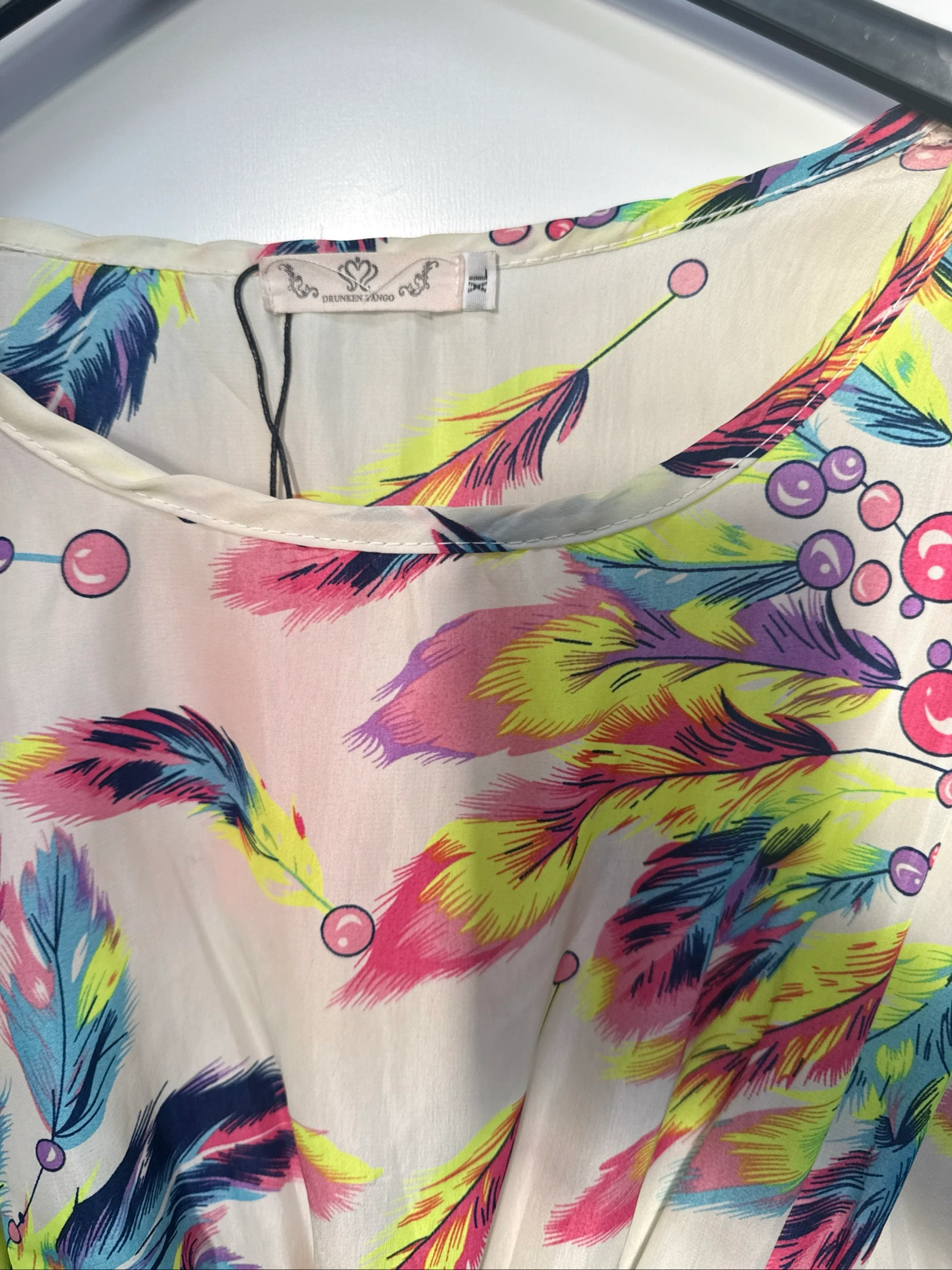 Vestido estampado penas mulher tamanho M com etiqueta – photo 4